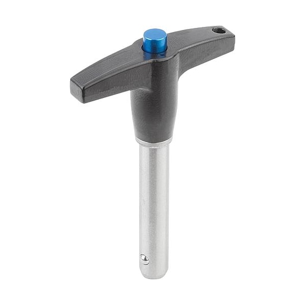 Ball lock pins with T-grip, self-locking